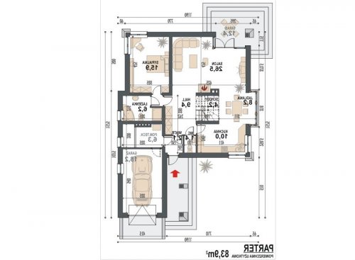 Rzut projektu Gucio II - wersja lustrzana