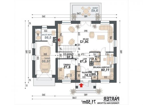 Rzut projektu Sindbad - wersja lustrzana