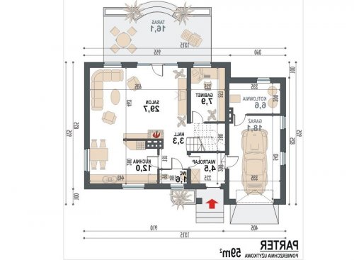 Rzut projektu Wezyr II - wersja lustrzana