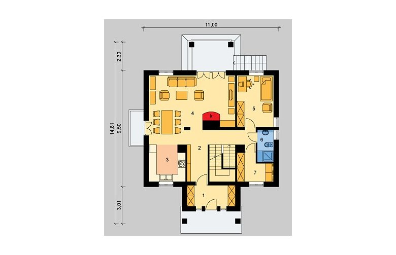 Projekt domu wolnostojącego LK&463 - parter