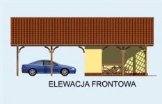 Elewacja projektu G154 wiata dwustanowiskowa z pomieszczeniem gospodarczym - 1