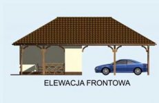 Elewacja projektu G155 wiata dwustanowiskowa z pomieszczeniem gospodarczym - 1