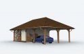 Projekt garażu G155 wiata dwustanowiskowa z pomieszczeniem gospodarczym - wizualizacja 1