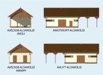 Elewacja projektu S3 stajnia dla koni - 2 boksy - 1 - wersja lustrzana