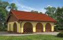 Projekt garażu G145 garaż dwustanowiskowy z pomieszczeniem gospodarczym i werandą - wizualizacja 0