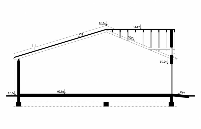 Projekt domu energooszczędnego G116 - Budynek garażowy - przekrój 1