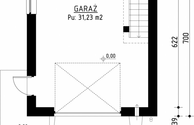 Projekt domu energooszczędnego G121 - Budynek garażowo - gospodarczy - parter