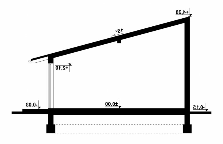 Projekt domu nowoczesnego G117 - Budynek gospodarczy - przekrój 1