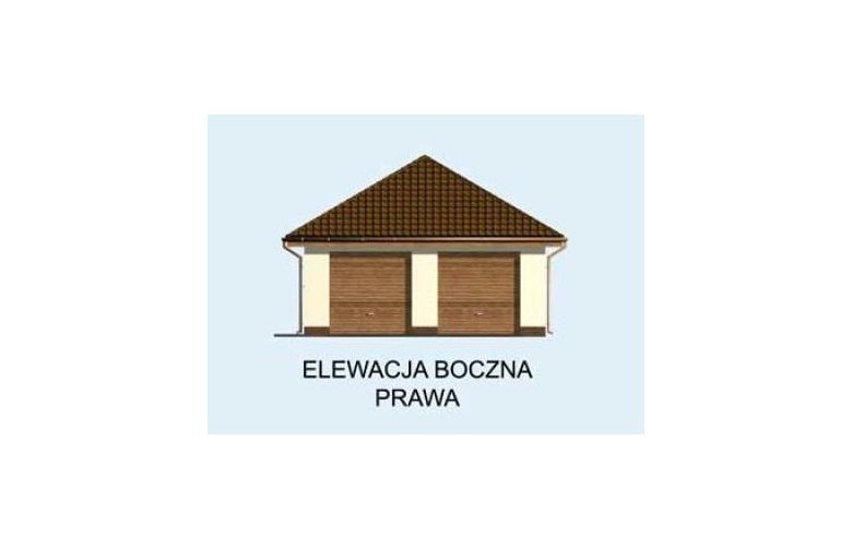 Projekt garażu G134 garaż dwustanowiskowy z pomieszczeniem gospodarczym - elewacja 4