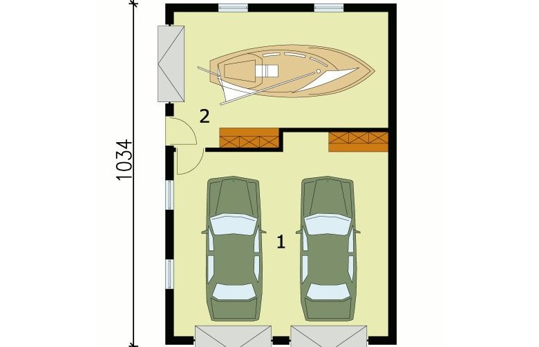 Projekt garażu G131 garaż dwustanowiskowy z pomieszczeniem gospodarczym - przyziemie