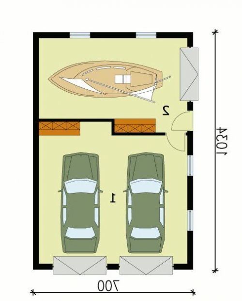 PRZYZIEMIE G131 garaż dwustanowiskowy z pomieszczeniem gospodarczym - wersja lustrzana