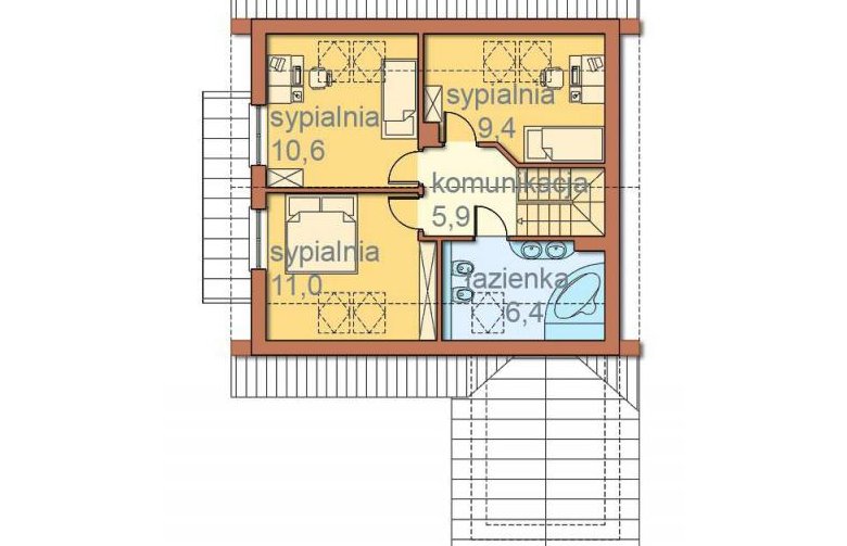 Projekt domu wolnostojącego Karmelia  - rzut poddasza