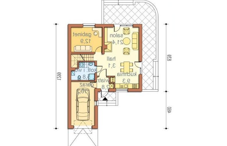 Projekt domu wolnostojącego Karmelia  - rzut parteru