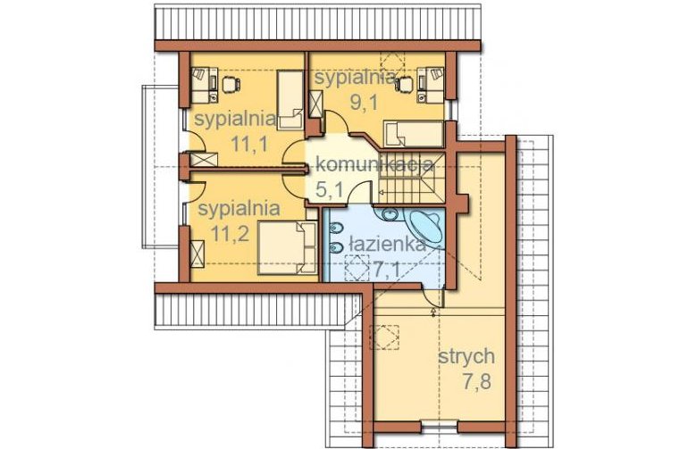 Projekt domu wolnostojącego Karmelia II   - rzut poddasza