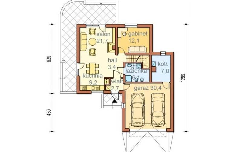 Projekt domu wolnostojącego Karmelia II   - rzut parteru