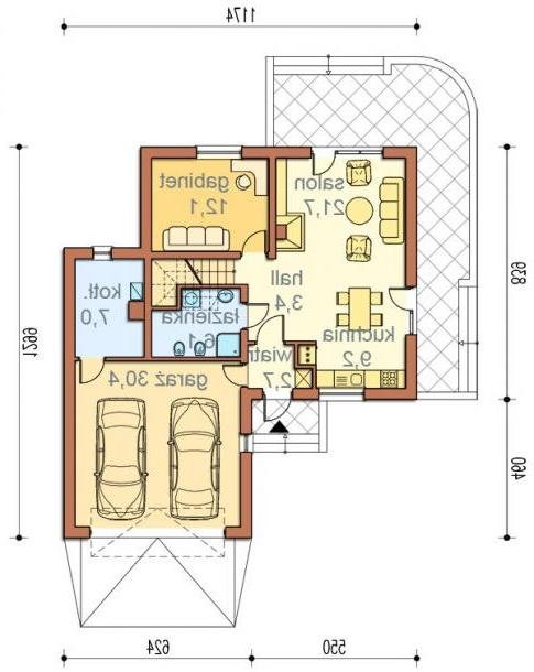 RZUT PARTERU Karmelia II   - wersja lustrzana