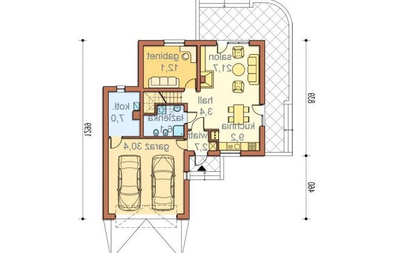 Projekt domu wolnostojącego Karmelia II   - rzut parteru