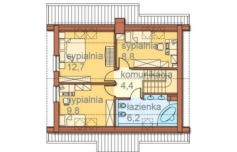 Projekt domu wolnostojącego Mona  - rzut poddasza