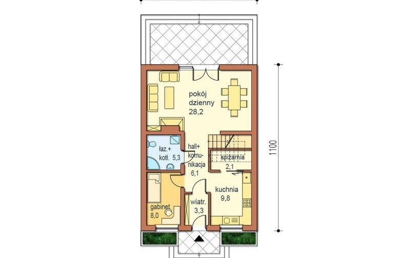 Projekt domu wolnostojącego Promyczek  - rzut parteru