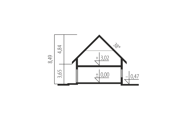 Projekt domu jednorodzinnego Alba G1 - przekrój 1