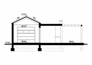 Przekrój projektu G188 - Budynek garażowo - gospodraczy w wersji lustrzanej