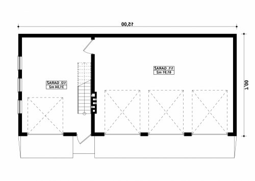 Rzut projektu G173 - Budynek garażowo-gospodarczy  - wersja lustrzana