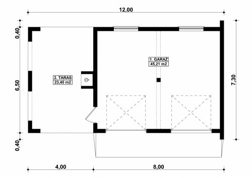 Rzut projektu G189 - Budynek garażowy