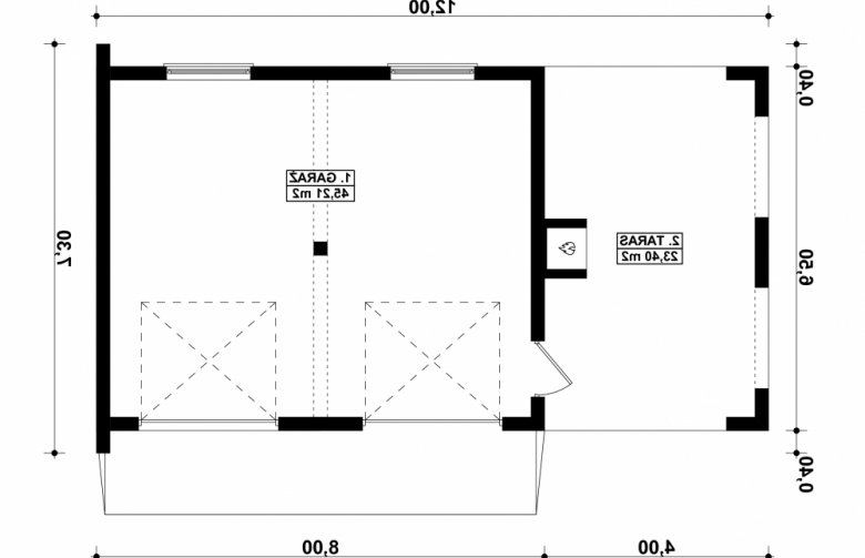 Projekt domu energooszczędnego G189 - Budynek garażowy - 