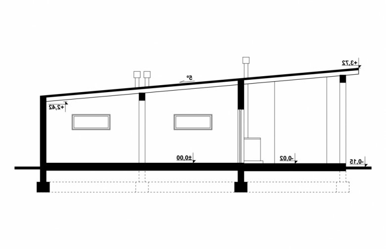 Projekt domu energooszczędnego G189 - Budynek garażowy - przekrój 1