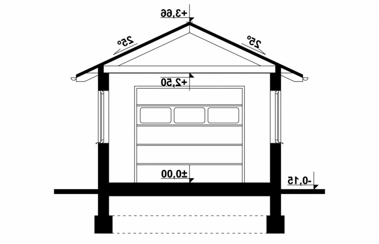 Projekt domu nowoczesnego G203 - Budynek gospodarczy - przekrój 1