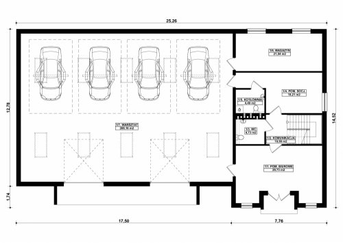 Rzut projektu G205 - Budynek warsztatowy