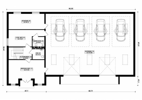 Rzut projektu G205 - Budynek warsztatowy - wersja lustrzana