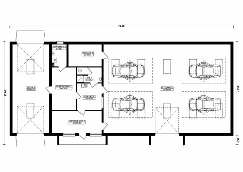 Rzut projektu G208 - Budynek warsztatowy - wersja lustrzana