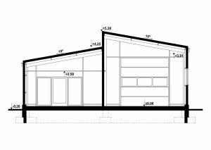 Przekrój projektu G209 - Budynek warsztatowy
