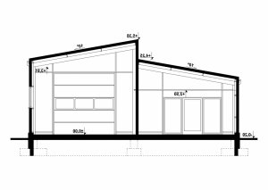 Przekrój projektu G209 - Budynek warsztatowy w wersji lustrzanej