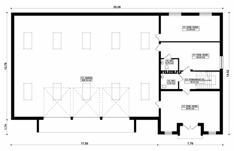 Projekt domu energooszczędnego G213 - Budynek garażowo-gospodarczy - 