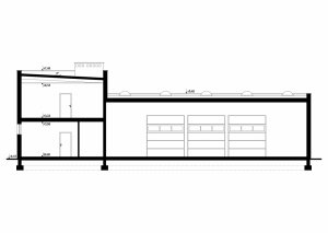 Przekrój projektu G213 - Budynek garażowo-gospodarczy