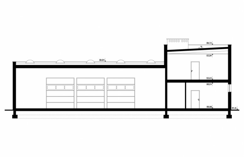 Projekt domu energooszczędnego G213 - Budynek garażowo-gospodarczy - przekrój 1