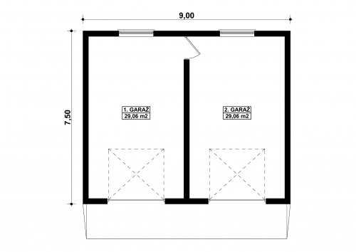 Rzut projektu G217 - Budynek garażowy