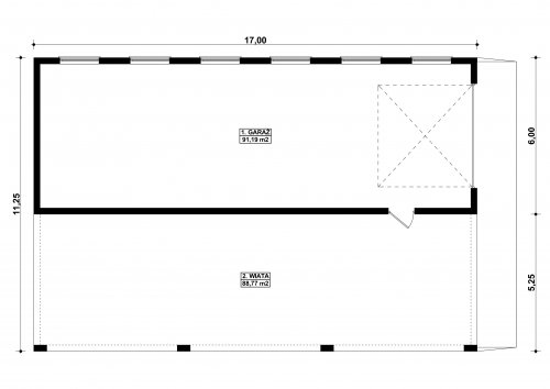 Rzut projektu G222 - Budynek garażowy z wiatą