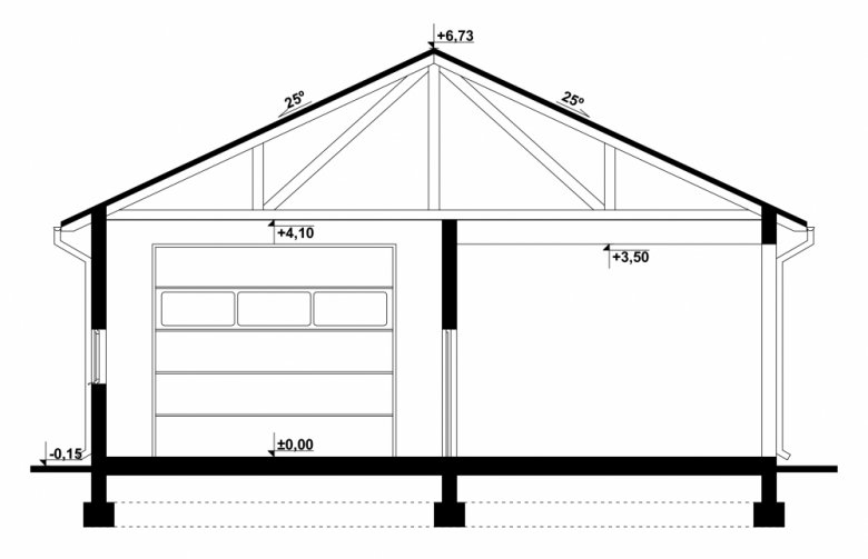 Projekt domu energooszczędnego G222 - Budynek garażowy z wiatą - 