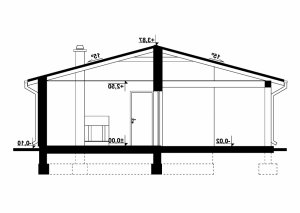 Przekrój projektu G231 - Budynek letniskowy w wersji lustrzanej