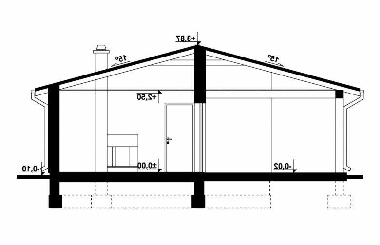 Projekt domu letniskowego G231 - Budynek letniskowy - przekrój 1