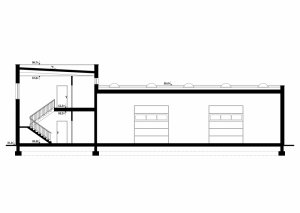 Przekrój projektu G236 - Budynek magazynowo - biurowy w wersji lustrzanej