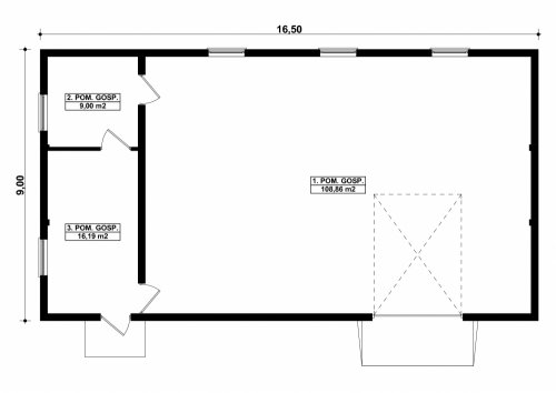 Rzut projektu G235 - Budynek gospodarczy