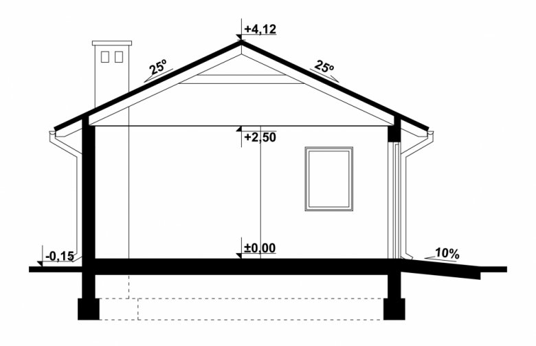 Projekt domu energooszczędnego G238 - Budynek garażowo - gospodarczy - przekrój 1