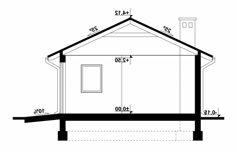 Projekt domu energooszczędnego G238 - Budynek garażowo - gospodarczy - przekrój 1