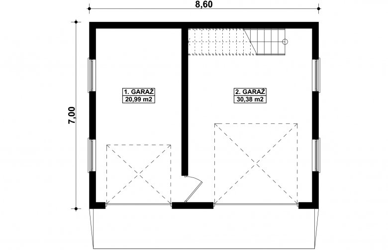 Projekt domu energooszczędnego G243 - Budynek garażowy - 