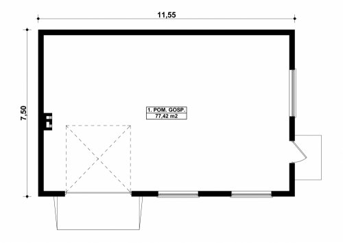 Rzut projektu G249 - Budynek gospodarczy