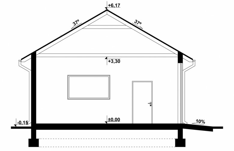 Projekt domu nowoczesnego G249 - Budynek gospodarczy - przekrój 1